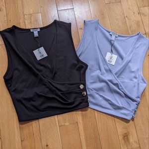 Brand New REVAMPED black and lavender tops SIZE M